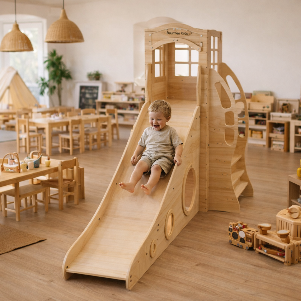 LINDEN 3'lü Ahşap Oyun Parkı | Montessori Oyun Alanı
