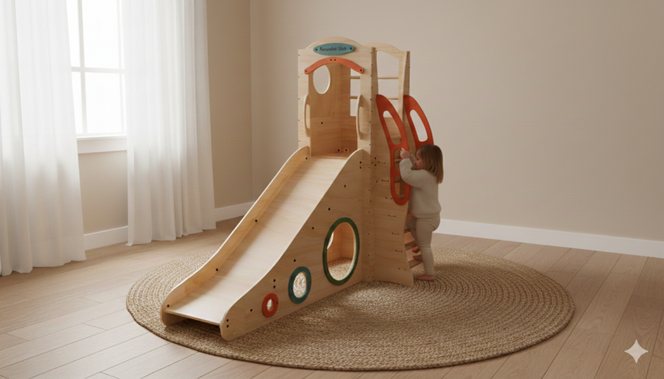 LINDEN 3'lü Ahşap Oyun Parkı | Montessori Oyun Alanı