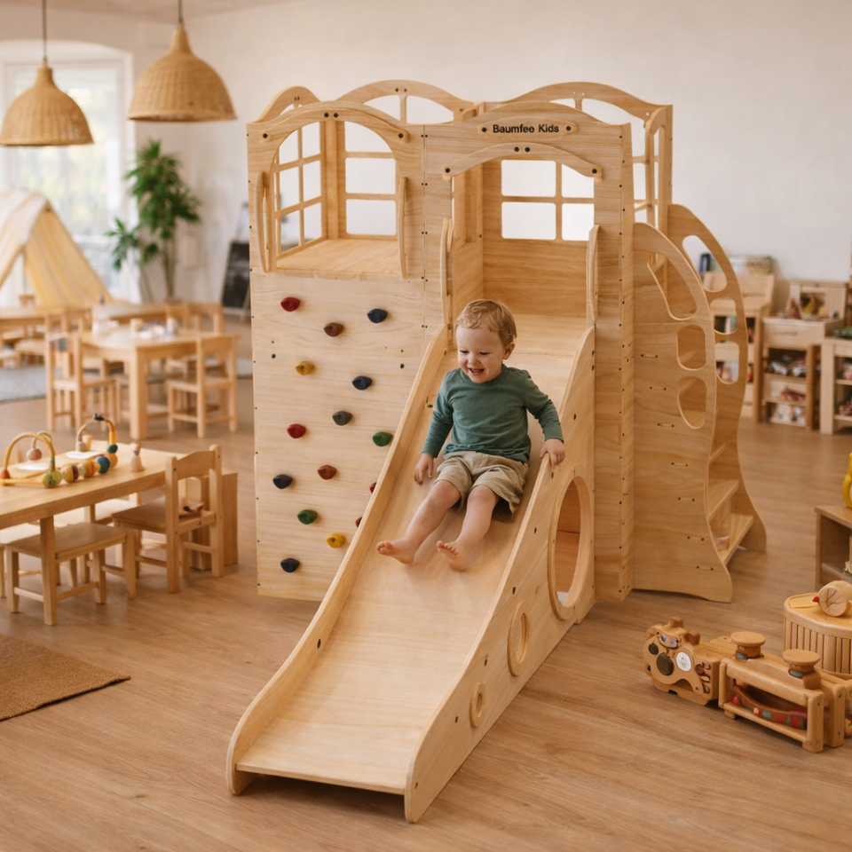 HAZEL 4'lü Ahşap Oyun Parkı | Montessori Oyun Alanı