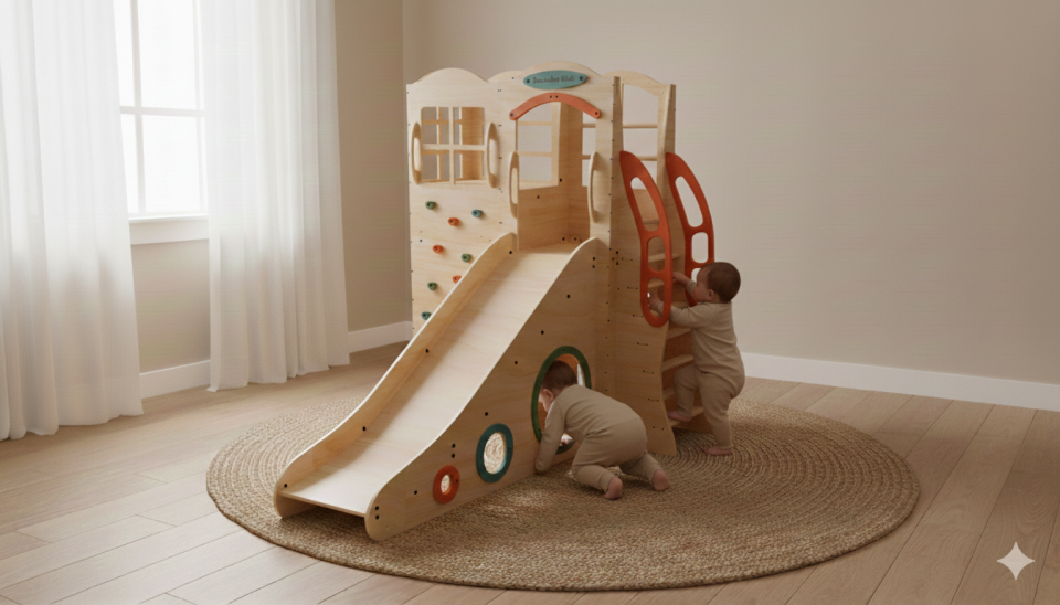 HAZEL 4'lü Ahşap Oyun Parkı | Montessori Oyun Alanı