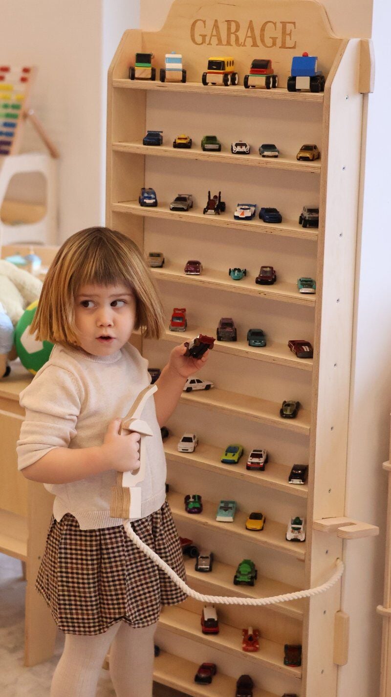 BAUMFEE Oyuncak Araba rafı, arabalar için ahşap raf, AHŞAP OYUNCAK GARAJ